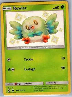 Rowlet SV2/SV94 Hidden Fates: Shiny Vault - Pokemon Card - NM - Image 1