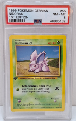 Nidoran ♂ - 1. Edition - Pokemonkarte - 55/102 Base Set Deutsch - NM-Mint PSA 8 - Image 1