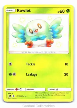 Rowlet SV2/SV94 - Hidden Fates Shiny Vault - Pokemon Card - Near Mint - Image 1