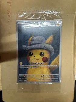 Pokemon Pikachu Van Gogh SVP EN-SV 085 Sealed Promo Card with Grey Felt Hat - Image 1