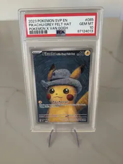 2023 Pokemon SVP EN-SV #085 Pikachu Figure with Grey Felt Hat Van Gogh PSA 10 - Image 3