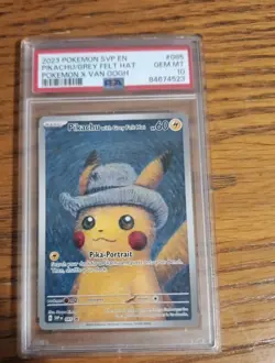 2023 Pokemon SVP EN-SV #085 Pikachu Figure with Grey Felt Hat Van Gogh PSA 10 - Image 1