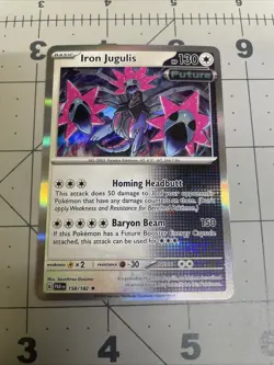 Pokemon Paradox Rift Iron Jugulis Rare Holo 158/182 - Image 1