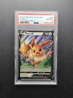 PSA 10 GEM MINT Pokemon 2020 Sword & Shield Promo Eevee V SWSH065 - Image 1