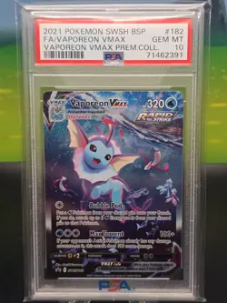 Pokemon Vaporeon VMAX Premium Coll. Full Alt Art Promo SWSH182 PSA 10 Gem Mint - Image 1