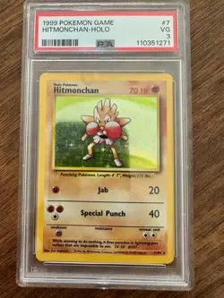 Pokemon Hitmonchan 007/102 Base Set Holo PSA 3 - Image 1
