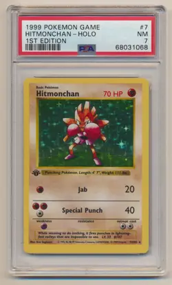 PSA 7 Pokemon Base Set 1st Edition Holo Rare Hitmonchan 7/102 NM NEAR MINT!! - Image 1