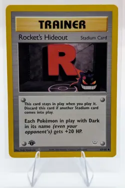 Pokemon Rocket’s Hideout 63/64 1st Edition Neo Revelation Trainer Card Vintage - Image 1
