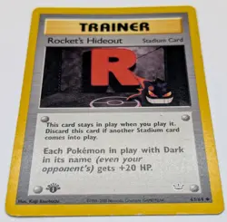 Pokemon Rocket’s Hideout 63/64 1st Edition Neo Revelation Trainer Card Vintage - Image 3