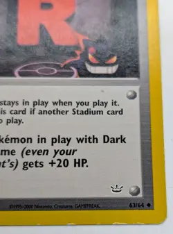 Pokemon Rocket’s Hideout 63/64 1st Edition Neo Revelation Trainer Card Vintage - Image 4