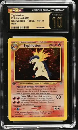 CGC 10 PRISTINE Typhlosion Neo Genesis 1st Edition 18/111 Holo Pokemon Card - Image 1