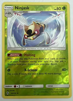 Pokemon - Ninjask - 30/214 - Reverse Holo - Lost Thunder - NM/M - Image 1