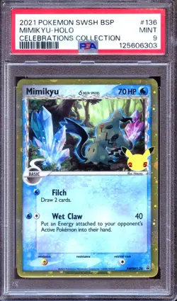 PSA 9 - Mimikyu SWSH136 Celebrations Promo Pokemon - Image 1