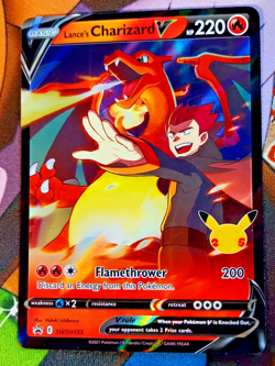 Pokemon TCG Lance's Charizard v SWSH133 Celebrations Black Star Promo Holo LP - Image 1