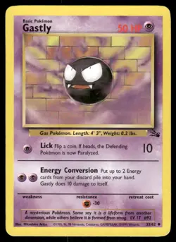 Pokemon Cards Gastly 33/62 UNLIMITED Fossil Uncommon LP - Image 1