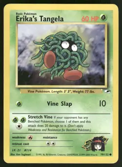 Pokemon Cards Erika's Tangela 79/132 UNLIMITED Gym Heroes WOTC Common NM - Image 1