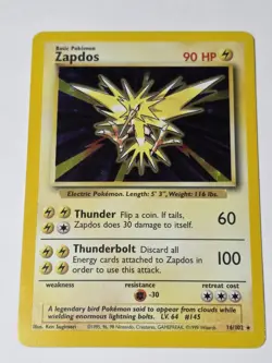 Pokemon TCG Zapdos Holo Base Set Rare Vintage LP 1999 WOTC - Image 1