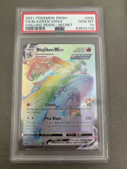 2021 Pokemon SWSH Blaziken VMAX Rainbow 200 Chilling Reign Secret PSA 10 Gem Mt - Image 1