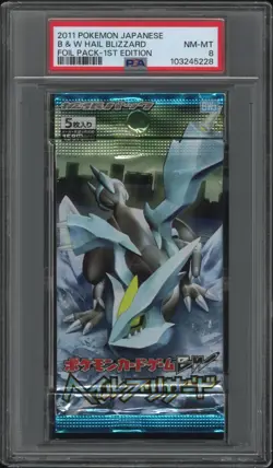 Japanese Pokemon Black & White Hail Blizzard (BW3) 1st Ed Booster Pack - PSA 8 - Image 1