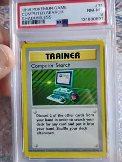 1999 Pokemon Game Computer Search #71 Shadowless PSA 8 - Image 2