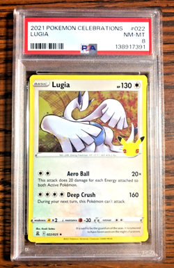 Lugia Holo Rare #022 - PSA NM-MT 8 - 2021 SWSH Celebrations - Pokemon TCG - Image 1