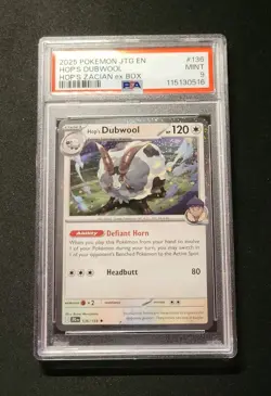 2025 HOP'S Dubwool ZACIAN ex box #136 COSMOS HOLO POKEMON PSA 9 with swirls #136 - Image 1