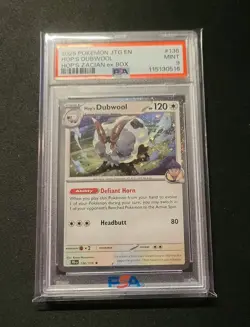 2025 HOP'S Dubwool ZACIAN ex box #136 COSMOS HOLO POKEMON PSA 9 with swirls #136 - Image 3