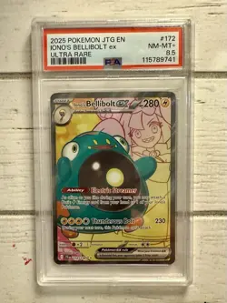 Ionos Bellibolt EX 172/159 Journey Together Ultra Rare Full Art Pokemon PSA 8.5 - Image 1