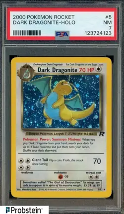 TCG 2000 Pokemon Team Rocket 1st Edition #5/82 Dark Dragonite Holo PSA 7 NM - Image 1