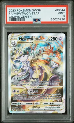 2023 POKEMON SWORD & SHIELD CROWN ZENITH #GG44 FULL ART/MEWTWO VSTAR PSA 9 - Image 1