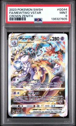 2023 POKEMON SWORD & SHIELD CROWN ZENITH #GG44 FULL ART/MEWTWO VSTAR PSA 9 - Image 1