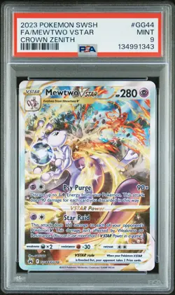 2023 POKEMON SWORD & SHIELD CROWN ZENITH #GG44 FULL ART/MEWTWO VSTAR PSA 9 - Image 1