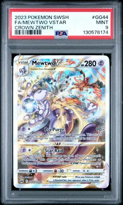 2023 POKEMON SWORD & SHIELD CROWN ZENITH #GG44 FULL ART/MEWTWO VSTAR PSA 9 - Image 1