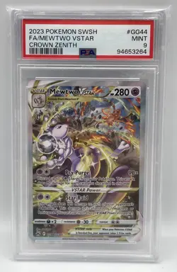 2023 POKEMON SWORD & SHIELD CROWN ZENITH #GG44 FULL ART/MEWTWO VSTAR PSA 9 - Image 1