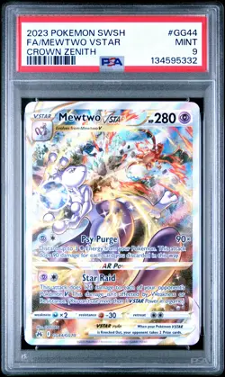 2023 POKEMON SWORD & SHIELD CROWN ZENITH #GG44 FULL ART/MEWTWO VSTAR PSA 9 - Image 1