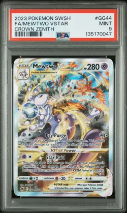 2023 POKEMON SWORD & SHIELD CROWN ZENITH #GG44 FULL ART/MEWTWO VSTAR PSA 9 - Image 1