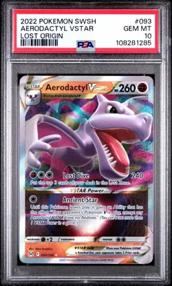 2022 Pokemon Lost Origin # 093 Aerodactyl VSTAR PSA 10 Card GEM MINT! Free Ship! - Image 1