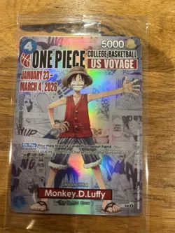 One Piece Monkey D. Luffy US Voyage College Basketball Card SEALED - New Rutgers - Image 1