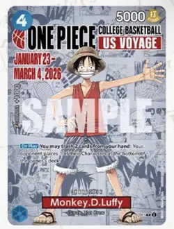 One Piece Monkey.D.Luffy US College Basketball Promo Card SEALED - Image 1