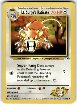 Lt. Surge's Raticate - 2000 Pokemon Gym Challenge - #51/132 LP - Image 1