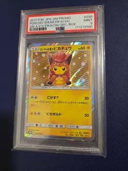 POKEMON JAPANESE PONCHO-WEARING PIKACHU 038/SM-P PSA9 - Image 1