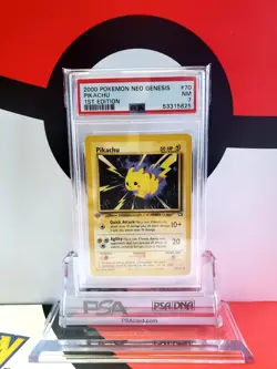 2000 pokemon neo genesis 1st edition pikachu 70 psa 7 - Image 1