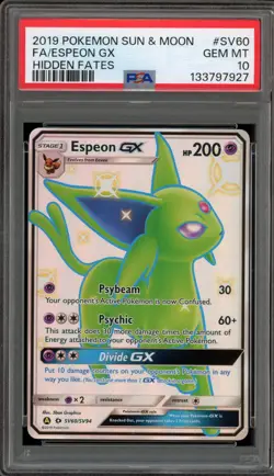 Pokemon Espeon GX Hidden Fates Full Art #SV60 PSA 10 Gem Mint - Image 1