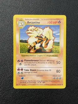 Pokemon TCG - Arcanine 23/102 Base Set Uncommon Shadowless WOTC 1999 - NM+ - Image 2