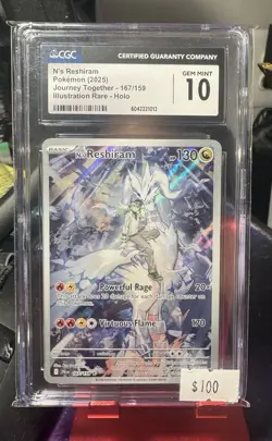 Pokemon TCG N's Reshiram Holo IR Journey Together 167/159 CGC 10 Gem Mint - Image 1