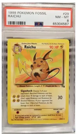 1999 Pokemon Fossil Raichu PSA 8 - Image 1