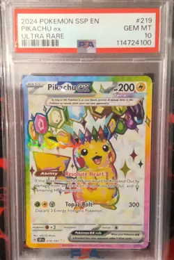 Pokemon Pikachu ex Surging Sparks Ultra Rare 219/191 PSA GEM MINT 10 - Image 1