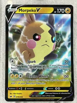 Pokemon TCG Sword & Shield Base Set Morpeko V 079/202 Holo Ultra Rare - Image 1