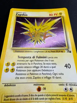 Pokemon Zapdos 15/62 Fossil Rara Holo Unlimited Wizards ITA Carte Vintage - Image 4