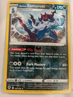 Hisuian Samurott 100/189 SWSH Astral Radiance Pokemon Reverse Holo Foil Nice! - Image 1